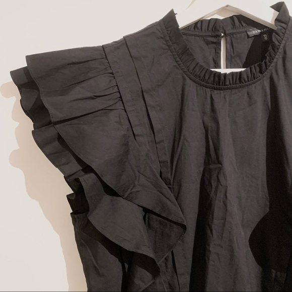 ✨HOST PICK✨💕DYNAMITE Frill Poplin Black Top NWT - Picture 9 of 16